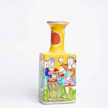 Sicilian Ceramic Bottle DS dance and music ceramiche de simone pottery BT509B Sicilian Ceramic Bottle DS dance and music ceramiche de simone pottery BT509B